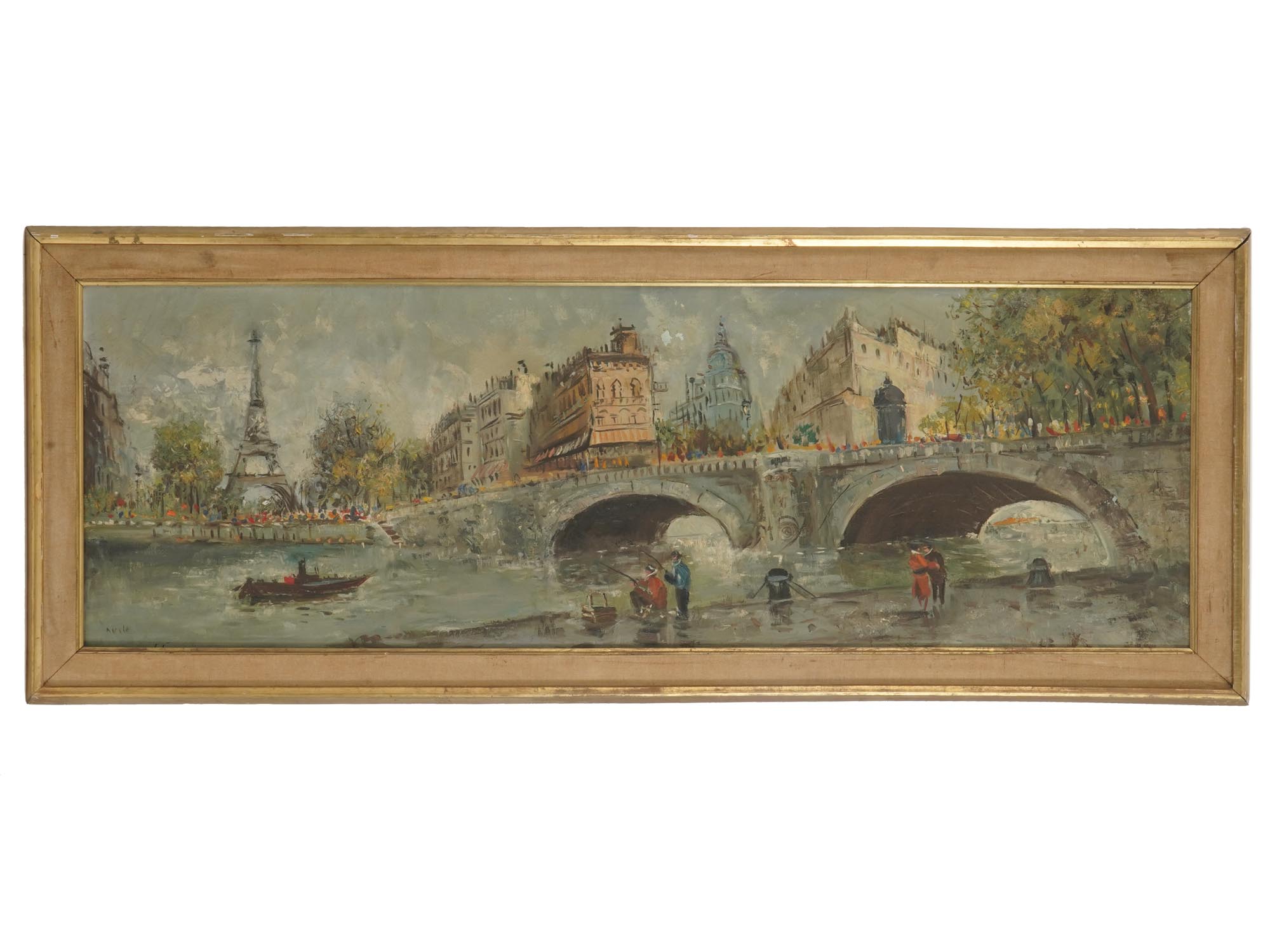 IMPRESSIONIST OIL PAINTING VIEW OF PARIS SIGNED PIC-0